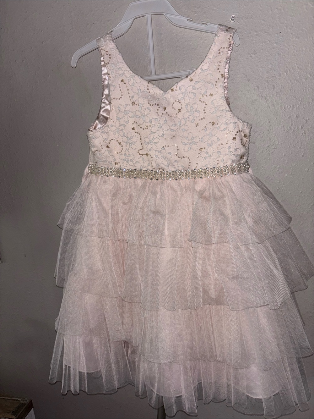 American Princess Pink Lace & Tulle Dress Girls Size 6X/7